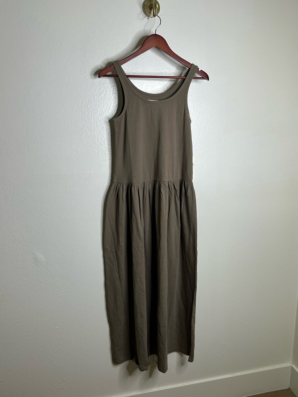 NWT MATE The Label 100% Organic Cotton Heavyweight Tank Maxi Dress In Walnut